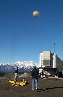 ploto of a balloon launch with the lidar trailer in the background