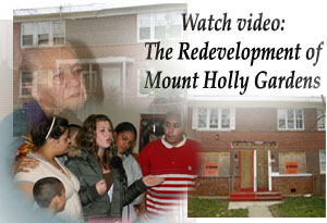 On November 12, the Public Advocate released a report which recommends changes to state laws to protect families in redevelopment areas. The report details a year-long investigation into redevelopment activities in Mount Holly that have displaced hundreds of families. Click picture above to watch video.