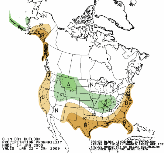 Latest 8 to 14 Day Precipitation Outlook