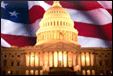 The U.S. Capitol with a flag behind it