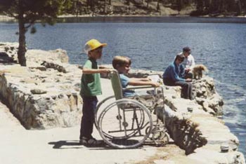 [Photograph]: Accessible lakeside recreation.