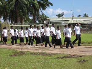 Students march in for dedication.