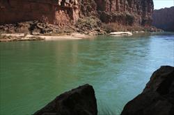 River Mile 3: After High Flow Experiment: Photo of River Mile 3 taken after the 2008 Glen Canyon high flow experiment. (Page, AZ, USA)