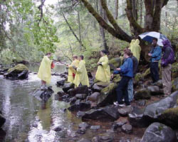 Student monitoring water quality on Little River