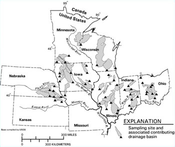 Sampling stations in Midwestern United States