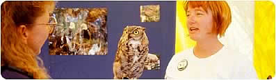 Teacher holding owl 