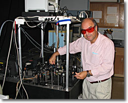 Dr. Melikechi in the optics lab