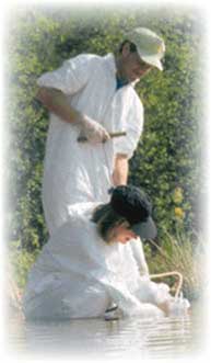 Photograph of Hydrologists taking water samples