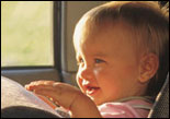 Photo: An infant in a safety seat.