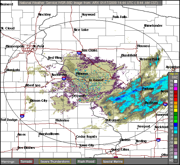 Click for latest Composite Reflectivity radar loop from the La Crosse, WI radar and current weather warnings