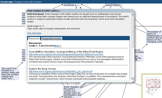 Screenshot of a Science Literacy Map