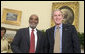 President George W. Bush and President Rene Preval of Haiti stand in the Oval Office Tuesday, May 8, 2007, during a photo opportunity with the media. The leaders were expected to discuss a range of issues, including recent efforts by the United Nations stabilization mission in Haiti to enhance security and opportunities for promoting growth and prosperity in Haiti.  White House photo by Joyce N. Boghosian