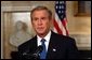 President George W. Bush addresses the nation from the Cabinet Room at the White House Sunday, Sept. 7, 2003. The President discussed the progress in Iraq and Afghanistan.  White House photo by Tina Hager