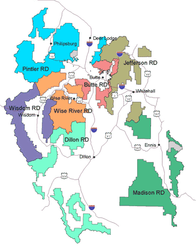 map of the districts on the forest.