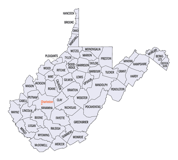 County Map of West Virginia