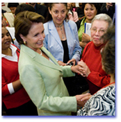 Speaker Pelosi greets new citizens.