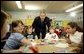 Celebrating the second anniversary of the No Child Left Behind Act, President George W. Bush visits with students at West View Elementary School in Knoxville, Tenn., Jan. 8, 2004.  White House photo by Paul Morse