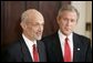 President George W. Bush presents Judge Michael Chertoff as his nominee to be the Secretary of Homeland Security in the Roosevelt Room Tuesday, Jan. 11, 2005.  White House photo by Paul Morse