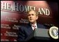 President George W. Bush discusses his plan to transform the office of Homeland Security into a Cabinet agency at Oak Park High School in Kansas City, Mo., Tuesday, June 11.  