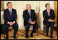 Former Prime Minister Tony Blair of the United Kingdom, is joined by Australia's former Prime Minister John Howard and Colombian President Alvaro Uribe as they sit onstage in the East Room of the White House Tuesday, Jan. 13, 2009, during a ceremony honoring them as 2009 recipients of the Presidential Medal of Freedom. Established by Executive Order in 1963, the medal is America's highest civil award. White House photo by Chris Greenberg