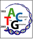 Logo for the 50th anniversary of Watson and Crick's description of double helix