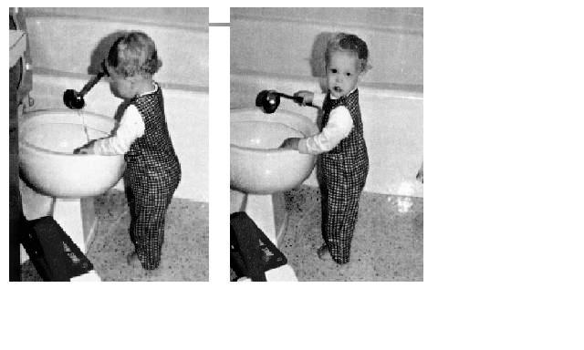 Photo of toddler ladling water from a toilet