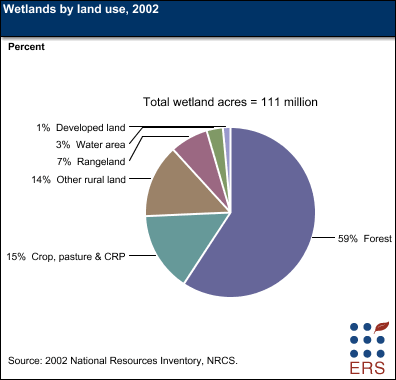 Wetlands by land use, 2002.