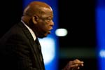 Rep. John Lewis of Georgia drew a standing ovation from the crowd following his stirring address at the National Conference on Volunteering and Service in Atlanta, June 2008.