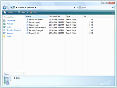 Windows Vista Business has Search Folders to save frequent searches