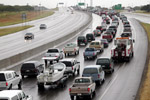 Photo of highway jammed with evacuating vehicles