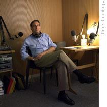 Isay in one of the Storycorps booths