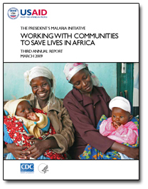 Cover image for the PMI Third Annual Report: Working With Communities to Save Lives in Africa, March 2009.