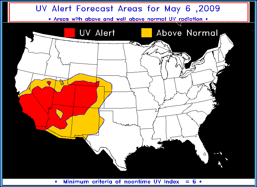 Current UV Index Forecast Map