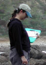 Stevie Lynn Adams (UCLA) samples motile invertebrate plots with MMS biologists.