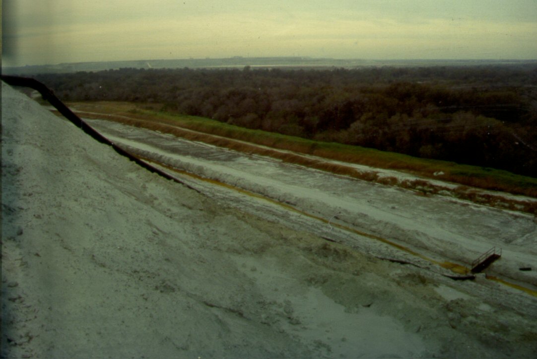 Phosphogypsum stack from which acidic water was released