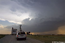 Mobile vehicles on the road during V2 testing