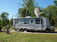 The USGS Mobile Atmospheric Mercury Laboratory on-site at the Weeks Bay Estuarine Research Reserve, Mobile, AL. The laboratory has satellite-dish communication equipment, which facilities rapid data acquisition, remote communications, and data transfer