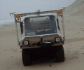 Front view image of the 6-wheel amphibious buggy used by the SWASH system