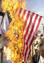 American flag on fire.