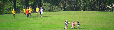 Children playing on the Gateway Arch grounds.