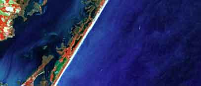 infrared satellite image of Assateague Island National Seashore