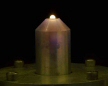 Levitated liquid-aluminum-oxide sample in a super-cooled state at ~1800 C. The sample is levitated by an oxygen gas stream and heated by a 270-W CO2 laser. The article reports on inelastic x-ray measurements performed on this sample.