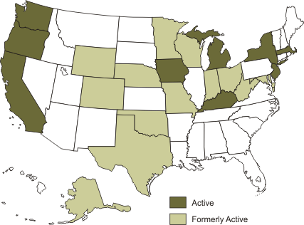 U.S. Map indicating states where FACE Investigations are conducted