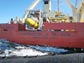 Photo of autosub being launched from the R/V Nathaniel B. Palmer.