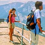 Visitors at Moro Rock in Sequoia National Park.