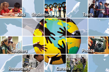 Image of children's hands outstretched and holding a globe