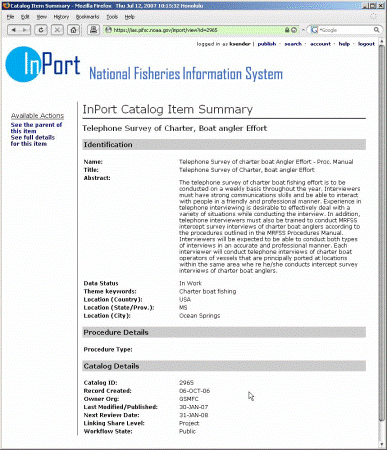 Screenshot of the Inport Ptoject