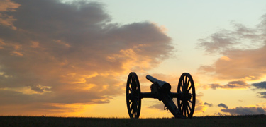 cannon at sunset