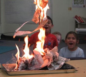 Children learn about fire