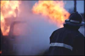 Fireman fighting a fire